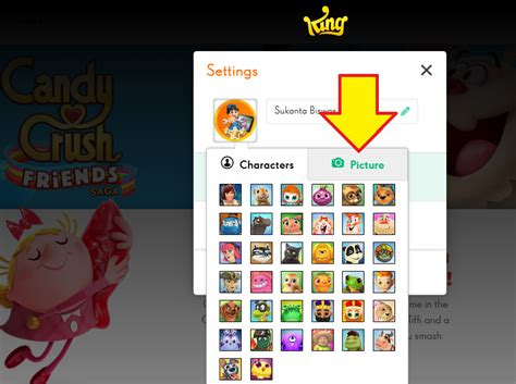 candy crush change avatar